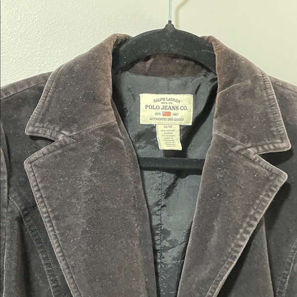 Authentic Vintage Ralph Lauren Dark Chocolate Brown Cotton blend Blazer Y2K - Picture 8 of 15